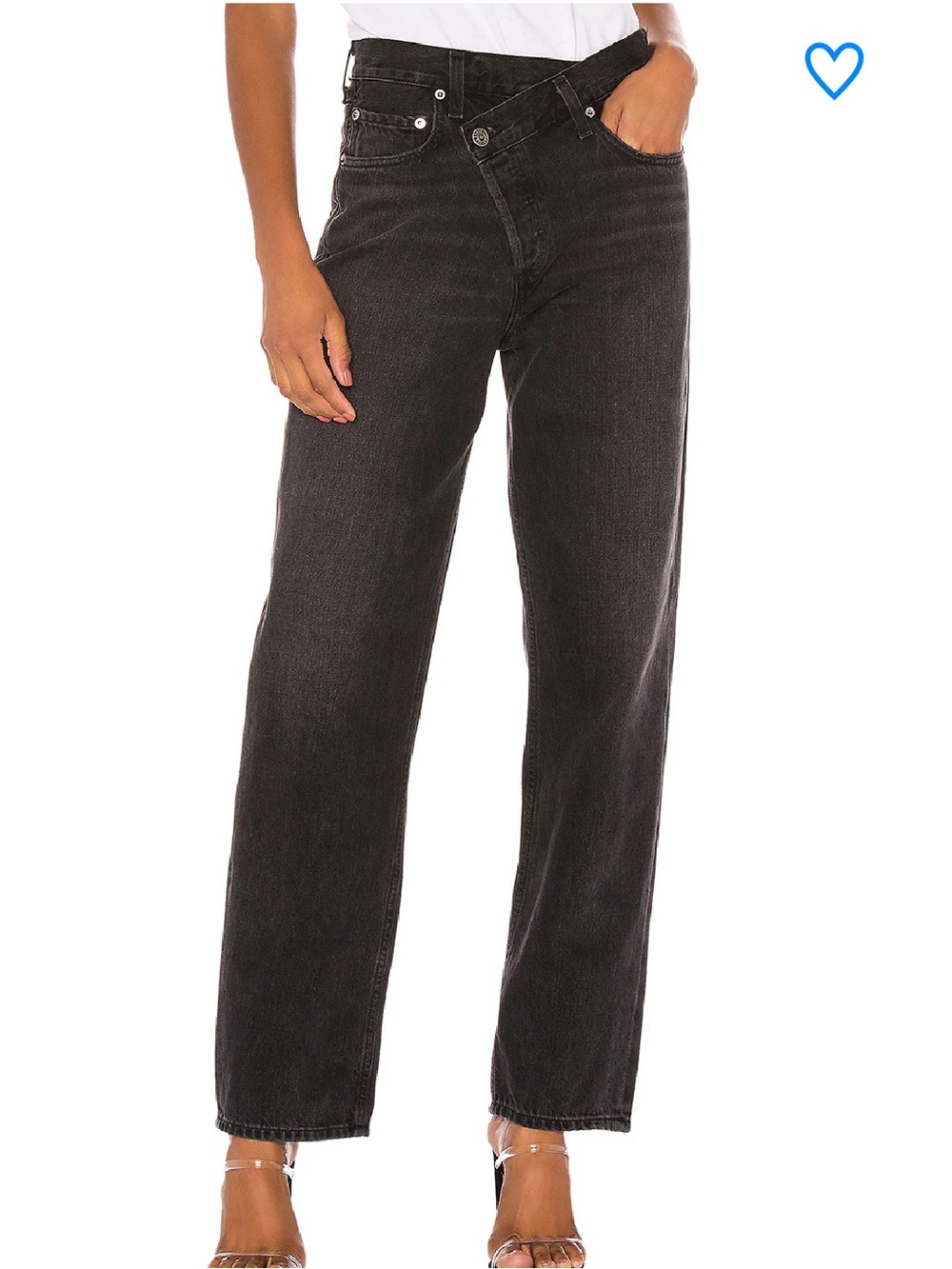 Agolde Washed Black Criss Criss Straight Jeans in Savage Wash